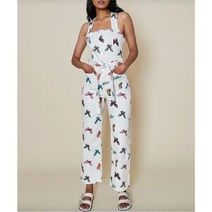 Rachel Antonoff Jumpsuit Overalls Denim Cream Multicolor Clem Butterfly